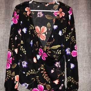 Express Black Floral Top